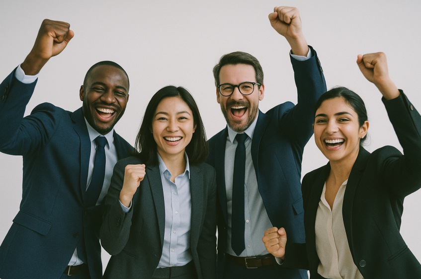 Clients celebrating business success in the US
